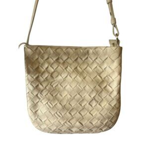 Hobo Merge Weave Crossbody Bag Beige Leather  Boho